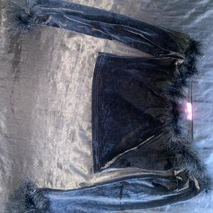 Sugar Thrillz Black Faux Fur Trim Top